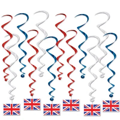 Beistle British Flag Whirls - Pack Of 6 In Multicolor