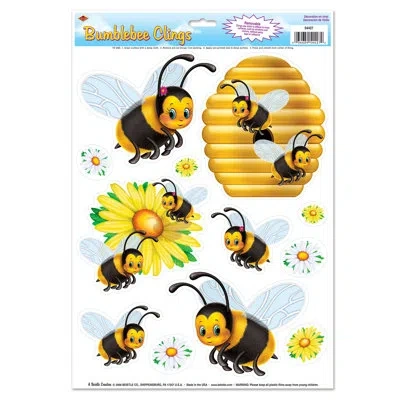 Beistle Bumblebee Clings - 12" X 17" Sh - Pack Of 12 In Multicolor