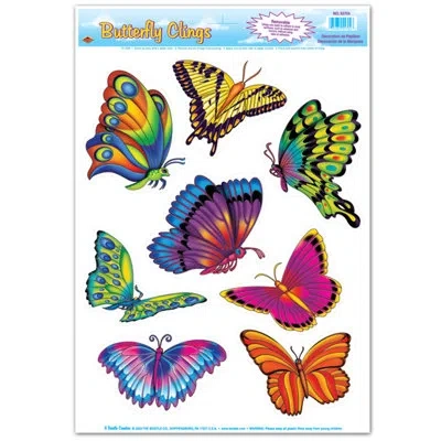 Beistle Butterfly Clings - 12" X 17" Sh - Pack Of 12 In Multicolor