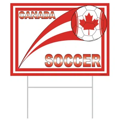 Beistle Canada Soccer Plastic Yard Sign, 11½" X 15½" In Red;white