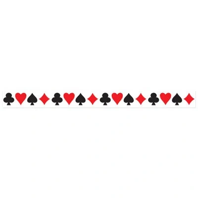 Beistle Card "suit" Party Tape - 3" X 20' - Pack Of 12 In Multicolor