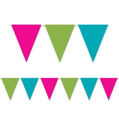 Beistle Cerise,lime Green &turquoise Pennant Bnr In Multicolor