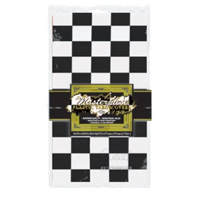 Beistle Checkered Tablecover - 54" X 108" - Pack Of 12 In Black