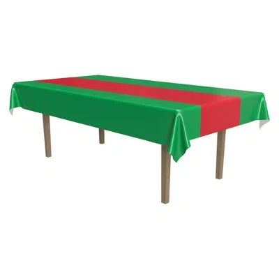 Beistle Christmas Red & Green Tablecover In Multicolor