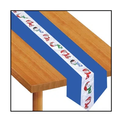 Beistle Christmas Snowman Fabric Table Runner In Multicolor