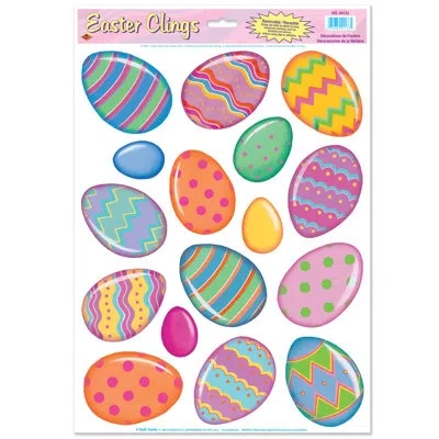 Beistle Color Bright Egg Clings - 12" X 17" Sh - Pack Of 12 In Multicolor