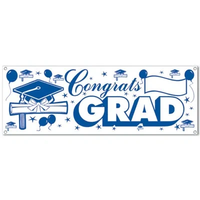 Beistle Congrats Grad Sign Banner In Blue
