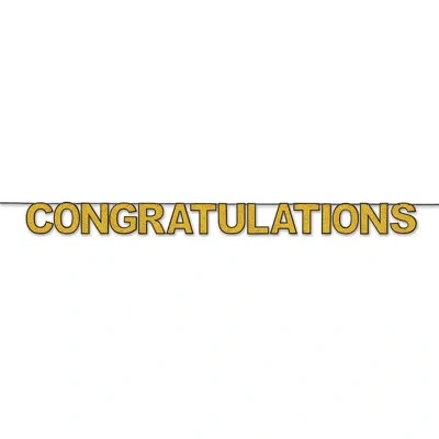 Beistle Congratulations Streamer - 8â½" X 11' - Pack Of 12 In Gold