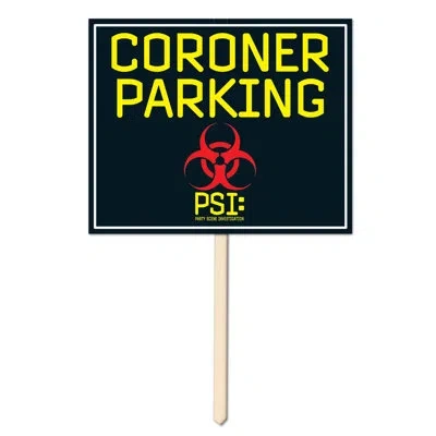 Beistle Coroner Parking Yard Sign - 12" X 15" - Pack Of 6 In Black