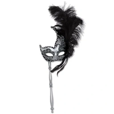 Beistle Costume Mask With Stick - Pack Of 12 In Black