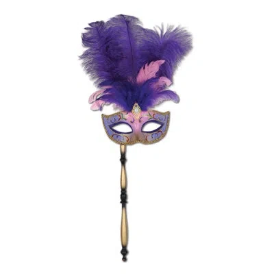 Beistle Costume Mask With Stick - Pack Of 12 In Multicolor