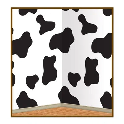 Beistle Cow Print Backdrop - 4' X 30' - Pack Of 6 In Black