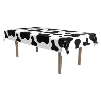 Beistle Cow Print Tablecover - Pack Of 12 In Black