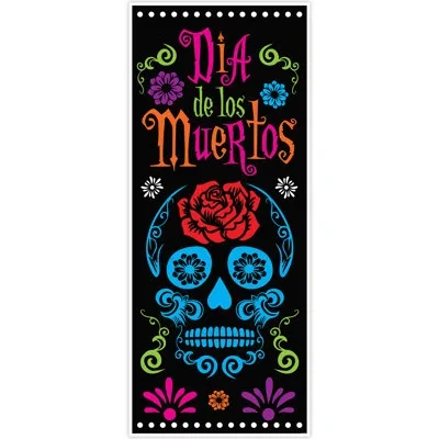 Beistle Day Of The Dead Door Cover In Black