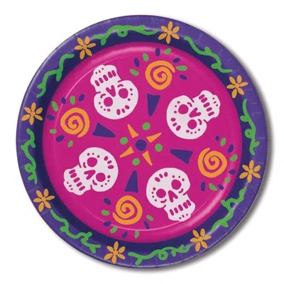 Beistle Day Of The Dead Plates In Multicolor