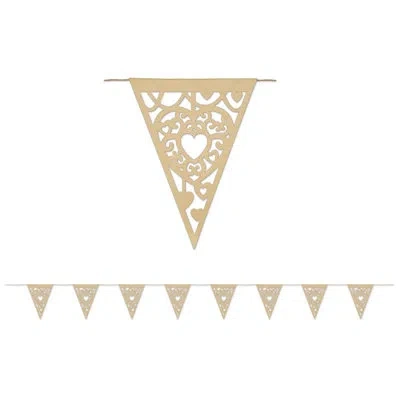 Beistle Die-cut Kraft Paper Heart Pennant Banner In Brown