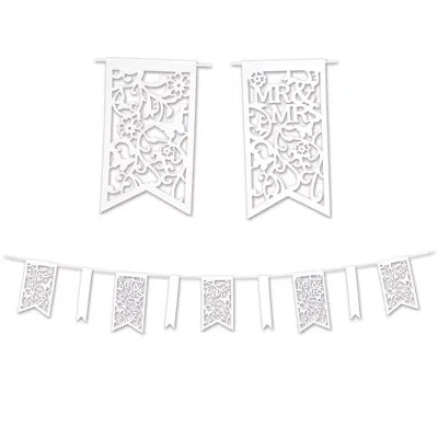 Beistle Die-cut Mr & Mrs Pennant Banner In White