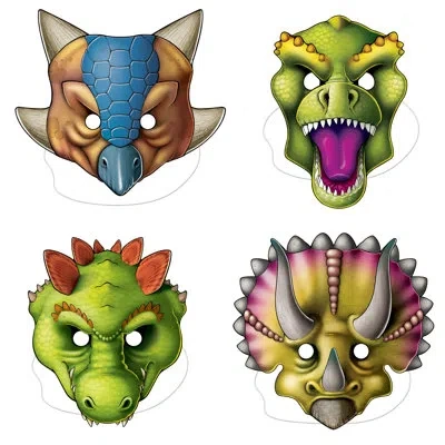 Beistle Dinosaur Masks - Pack Of 12 In Multicolor