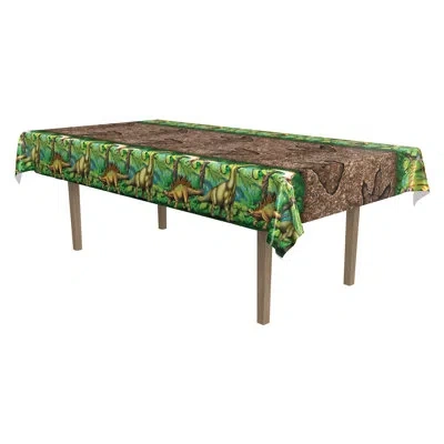 Beistle Dinosaur Tablecover - 54" X 108" - Pack Of 12 In Multicolor