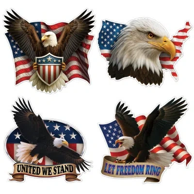 Beistle Eagle Cutouts, 9"-12¼", 4 Cutouts/package In Red;white;blue