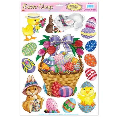 Beistle Easter Basket & Friends Clings In Multicolor