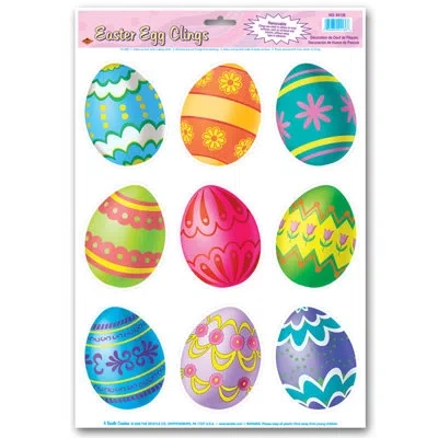 Beistle Easter Egg Clings - 12" X 17" Sh - Pack Of 12 In Multicolor