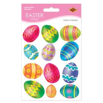 Beistle Easter Egg Stickers - 4â¾" X 7â½" - Pack Of 12 In Multicolor
