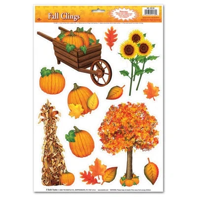Beistle Fall Clings - 12" X 17" Sh - Pack Of 12 In Multicolor