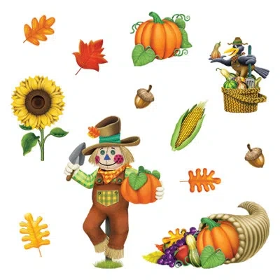 Beistle Fall Clings - 12" X 17" Sh - Pack Of 12 In Multicolor