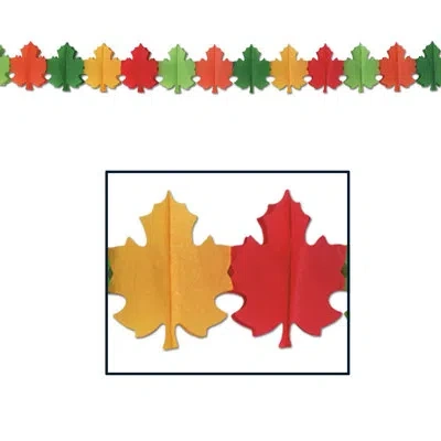 Beistle Fall Leaf Garland - 9" X 12' - Pack Of 12 In Multicolor
