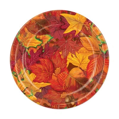 Beistle Fall Leaf Plates - 7" - Pack Of 12 In Multicolor