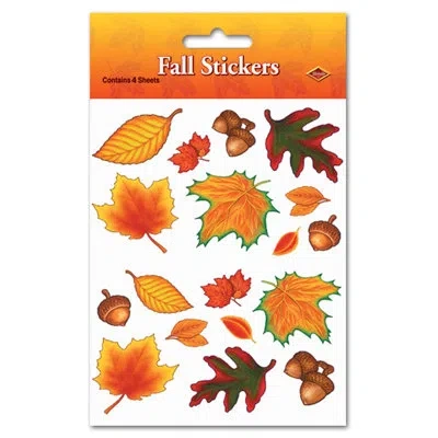 Beistle Fall Leaf Stickers - 4â¾" X 7â½" - Pack Of 12 In Multicolor