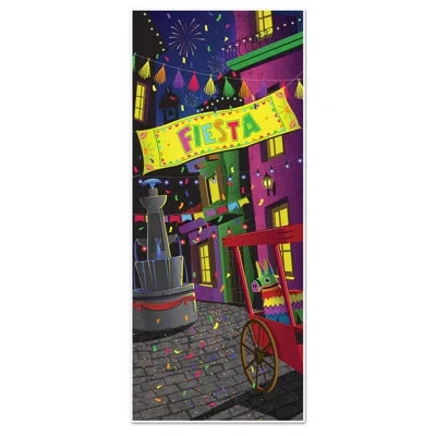 Beistle Fiesta Door Cover - 6' X 30" - Pack Of 12 In Multicolor