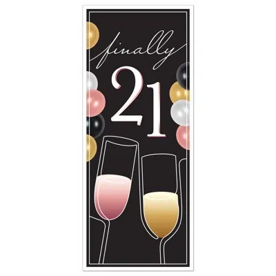 Beistle Finally 21 All-weather Plastic Door Cover – 6-foot Hanging Birthday Decoration For 21st Birthday Par In Multicolor