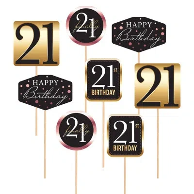 Beistle Finally 21 Centerpiece Sticks – Double-sided Cardstock Table Decorations, Pack Of 8 For 21st Birthda In Multicolor