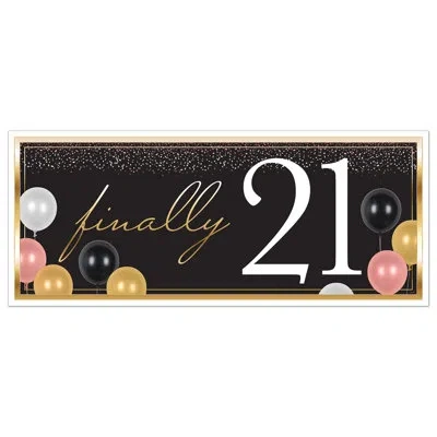 Beistle Finally 21 Oversized All-weather Plastic Banner – 6-foot Birthday Sign For 21st Birthday Parties, Wa In Multicolor