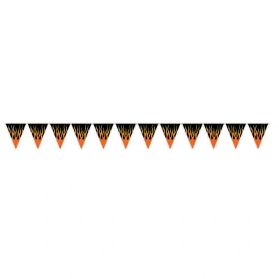Beistle Flame Pennant Banner - 11" X 12' - Pack Of 12 In Multicolor