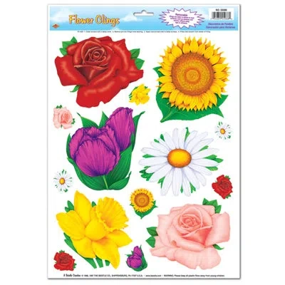 Beistle Flower Clings - 12" X 17" Sh - Pack Of 12 In Multicolor