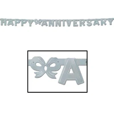 Beistle Foil Happy Anniversary Streamer In Silver