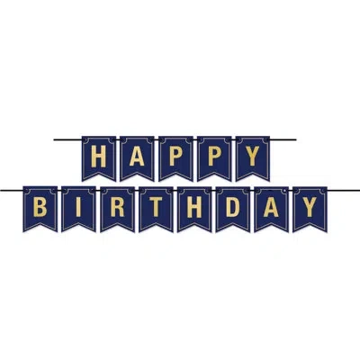 Beistle Foil Happy Birthday Streamer In Blue