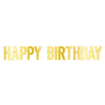 Beistle Foil Happy Birthday Streamer In Gold