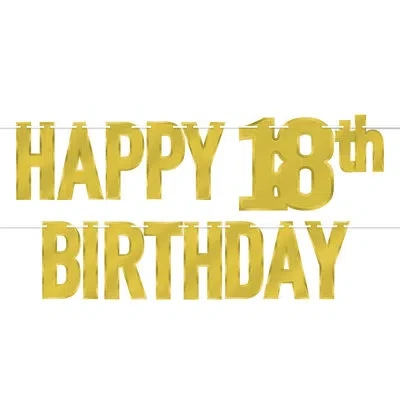 Beistle Foil Happy Birthday Streamer In Gold