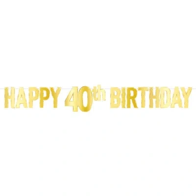 Beistle Foil Happy Birthday Streamer In Gold