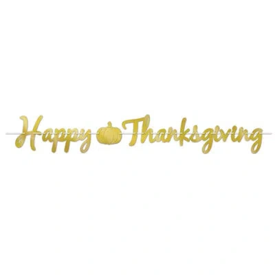 Beistle Foil Happy Thanksgiving Streamer In Gold