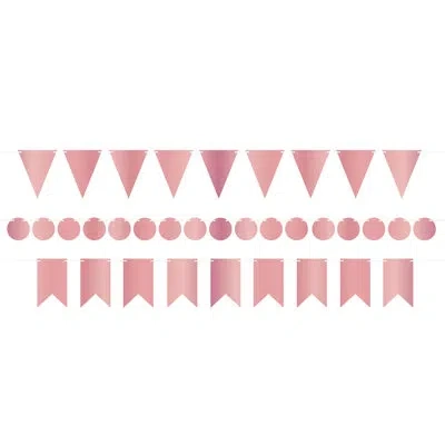 Beistle Foil Mini Streamer Kit - Pack Of 12 In Rose Gold