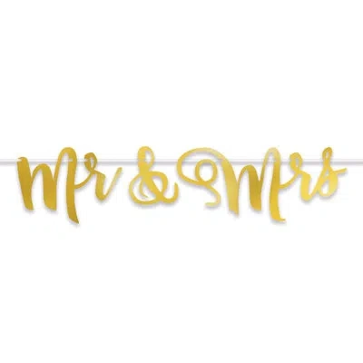 Beistle Foil Mr & Mrs Streamer - 12 Pack In Gold