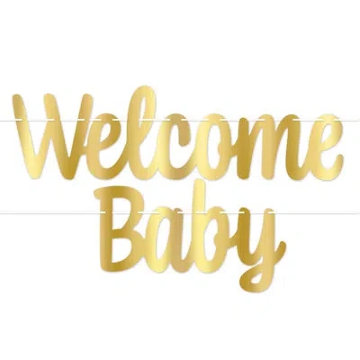 Beistle Foil Welcome Baby Streamer In Gold