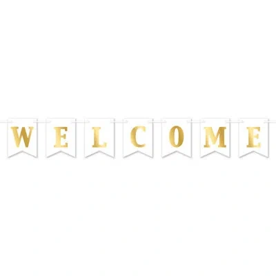 Beistle Foil Welcome Streamer - 6" X 6' - Pack Of 12 In Gold
