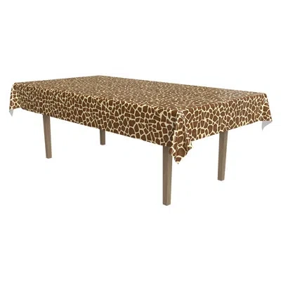 Beistle Giraffe Print Tablecover - 54" X 108" - Pack Of 12 In Brown