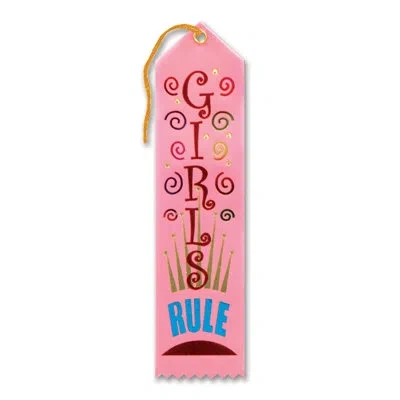 Beistle Girls Rule Award Ribbon - 2" X 8" - Pack Of 6 In Multicolor